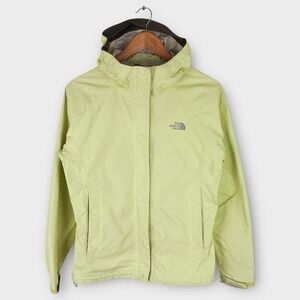 The North Face Women's Small Waterproof Hooded Jacket Green Zip Rain Shell S
